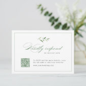 Cartons Réponse Classic Elegance Script mariage de verdure Code QR (Debout devant)