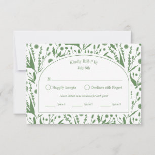 Cartons Réponse Classic Elegant Botanical Sage Green Repas Options