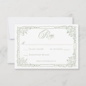 Cartons Réponse Classic Elegant Sage Green Floral Frame Wedding (Devant)