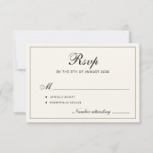 Cartons Réponse Classic elegant script black and ivory wedding (Devant)