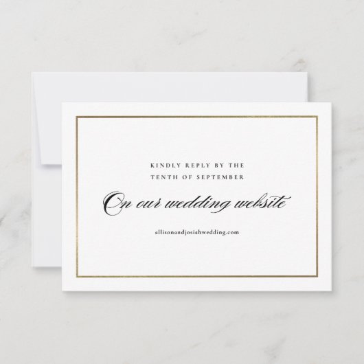 Cartons Réponse Classic Elegant Script Gold Mariage Website (Devant)