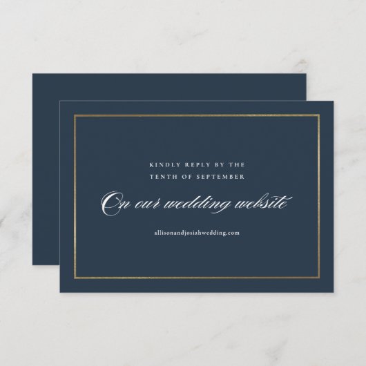 Cartons Réponse Classic Elegant Script Gold Mariage Website (Devant / Derrière)