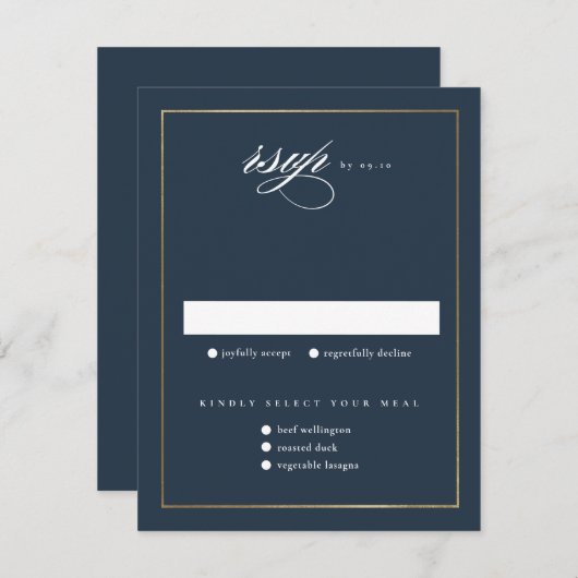 Cartons Réponse Classic Elegant Script Mariage or (Devant / Derrière)