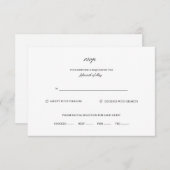 Cartons Réponse Classic Elegant Script Name Black White Mariage (Devant / Derrière)