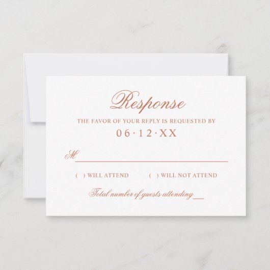 Cartons Réponse Classic Elegant Terracotta Orange Mariage Monogram (Devant)