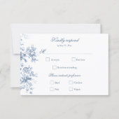 Cartons Réponse Classic French Blue Flowers & Ribbons Wedding (Devant)
