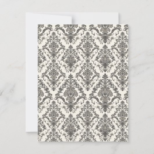 Cartons Réponse Classic Ivory Damask Rococo Pattern Wedding (Dos)