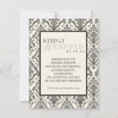 Cartons Réponse Classic Ivory Damask Rococo Pattern Wedding QR (Devant)