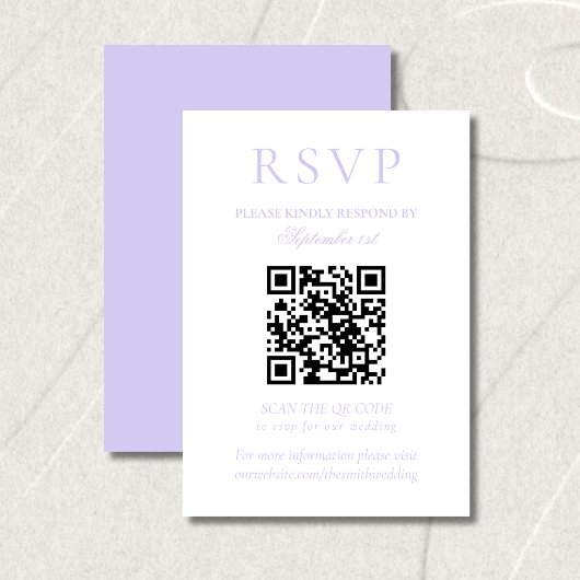 Cartons Réponse Classic Lavender Minimalist Wedding QR Code