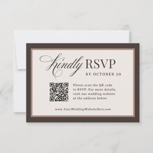 Cartons Réponse Classic Luxe | Brown Neutral QR Code Wedding (Devant)