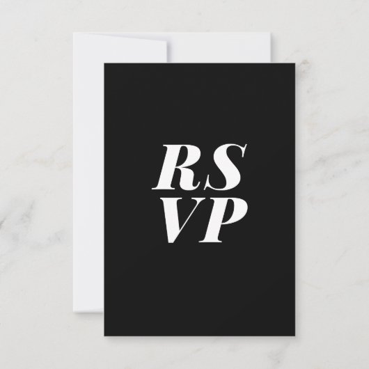 Cartons Réponse Classic noir Monogramme Mariage QR Code en ligne (Dos)