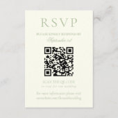 Cartons Réponse Classic Sage Green Minimalist Wedding QR Code (Devant)