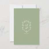 Cartons Réponse Classic Sage Green Monogram Crest Wedding QR Code (Dos)