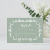 Cartons Réponse Classic Sage Green Ornately Framed Wedding (Debout devant)