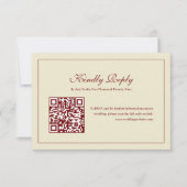 Cartons Réponse Classic Script Ivory Monogram Wedding QR Code (Devant)