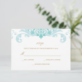 Cartons Réponse Classic Turquoise & Or Elegant Mariage Ironworks (Debout devant)