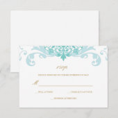 Cartons Réponse Classic Turquoise & Or Elegant Mariage Ironworks (Devant / Derrière)