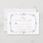 Cartons Réponse Classic Victorian Lavender Floral Frame Wedding (Devant)