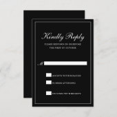 Cartons Réponse Classique Classique Formel Élégant Mariage noir (Devant / Derrière)