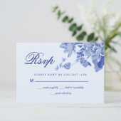 Cartons Réponse Classique Elegant Bleu clair Blanc Floral Mariage (Debout devant)