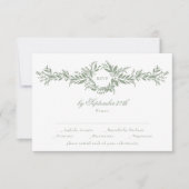 Cartons Réponse classique élégant mariage de couronnes verte sauge (Devant)