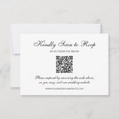 Cartons Réponse Classique Formel Noir et Blanc | Mariage Code QR (Devant)