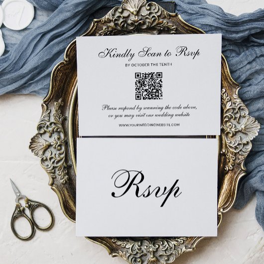 Cartons Réponse Classique Formel Noir et Blanc | Mariage Code QR