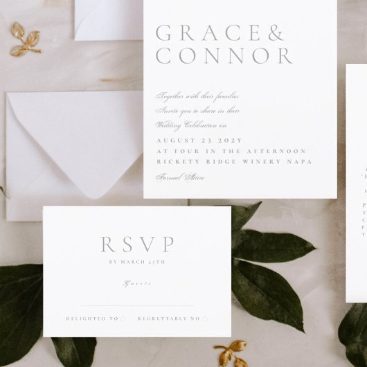 Cartons Réponse Classique gris clair Élégant Mariage de style mode