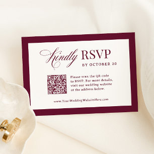 Cartons Réponse Classique Luxe Élégant Code QR Scannable Mariage