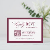 Cartons Réponse Classique Luxe | Élégant Code QR Scannable Mariage (Debout devant)