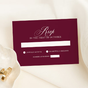 Cartons Réponse Classique Luxe Élégant mariage rouge bordeaux