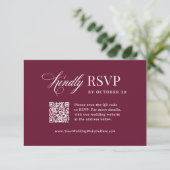 Cartons Réponse Classique Luxe | Mariage Code QR Scannable Bourgog (Debout devant)