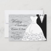 Cartons Réponse Classique Mariée Marié Noir Blanc Élégant (Devant)