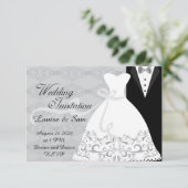 Cartons Réponse Classique Mariée Marié Noir Blanc Élégant (Debout devant)