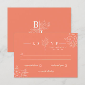 Cartons Réponse Classique moderne élégant Mariage de corail floral