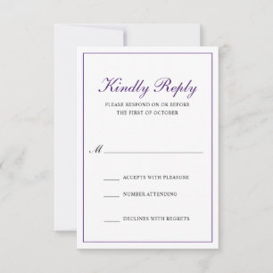 Cartons Réponse Classique Royal violet Mariage officiel