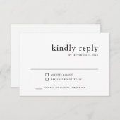 Cartons Réponse Classique simple | Mariage noir et blanc (Devant / Derrière)