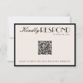 Cartons Réponse Classy Black Cream Old Money QR Code Wedding (Devant)