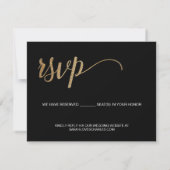 Cartons Réponse Classy Black Gold Custom Wedding site Web (Dos)