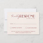 Cartons Réponse Classy Burgundy Ivory Old Money Timeless Wedding (Devant)