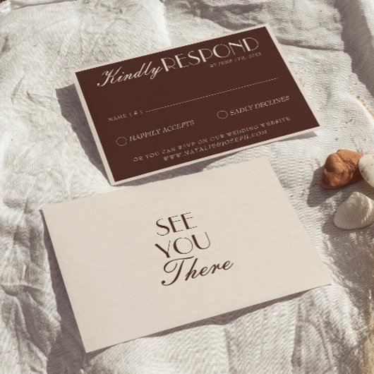 Cartons Réponse Classy Chocolate Brown Old Money Retro Wedding