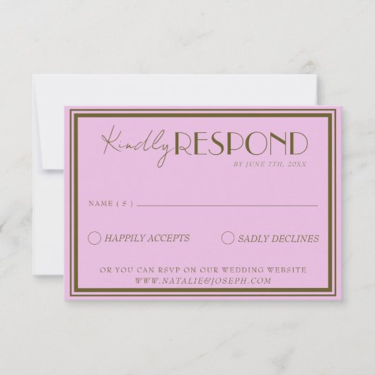 Cartons Réponse Classy Pink Grassland Old Money Luxury Wedding (Devant)