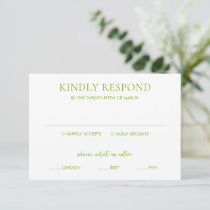Cartons Réponse Clean Lime Green Mariage élégant