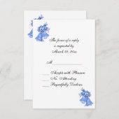 Cartons Réponse Cloches Mariage Bleu Personnalisées (Devant / Derrière)
