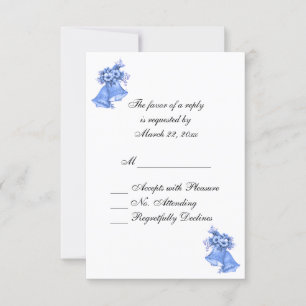Cartons Réponse Cloches Mariage Bleu Personnalisées