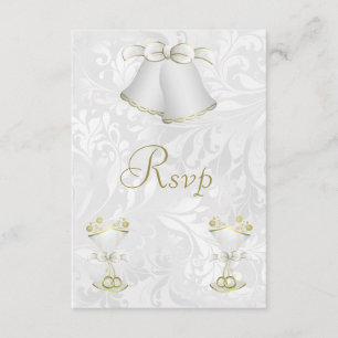 Cartons Réponse Cloches Mariages romantiques & Flutes Champagne