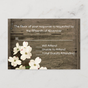 Cartons Réponse Clôture rustique & Fleur de bois de chien Mariage 