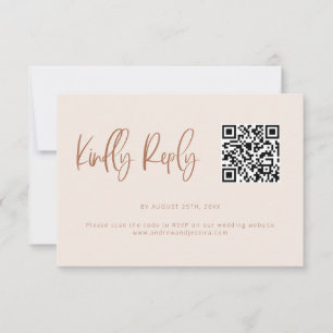 Cartons Réponse Clush rose moderne minimaliste Mariage QR Code