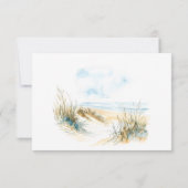 Cartons Réponse Coastal Beach Modern Watercolor Wedding (Dos)