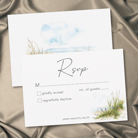 Cartons Réponse Coastal Beach Modern Watercolor Wedding